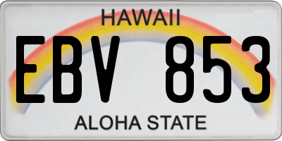 HI license plate EBV853