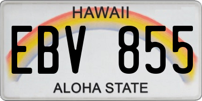 HI license plate EBV855