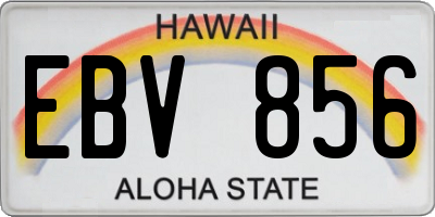 HI license plate EBV856