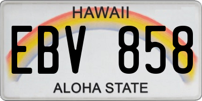 HI license plate EBV858
