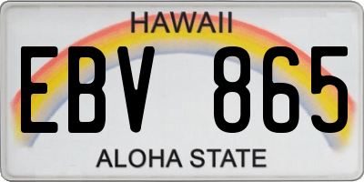 HI license plate EBV865