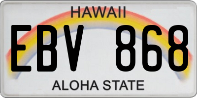 HI license plate EBV868