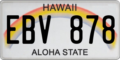 HI license plate EBV878