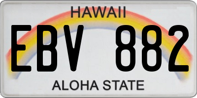 HI license plate EBV882