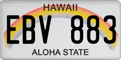 HI license plate EBV883