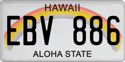 HI license plate EBV886
