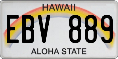 HI license plate EBV889