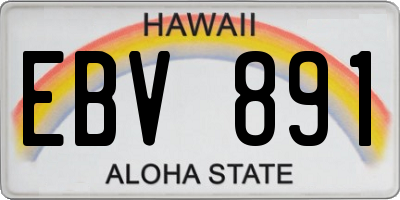 HI license plate EBV891