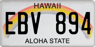 HI license plate EBV894