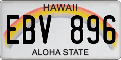 HI license plate EBV896