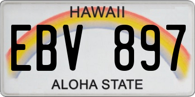 HI license plate EBV897
