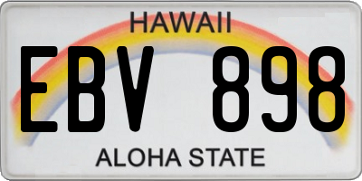HI license plate EBV898