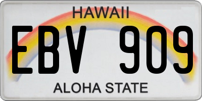 HI license plate EBV909