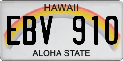 HI license plate EBV910
