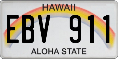 HI license plate EBV911