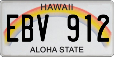 HI license plate EBV912