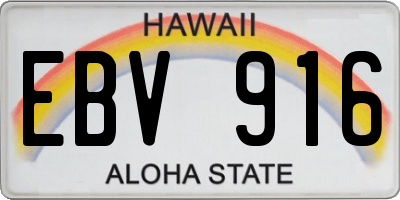 HI license plate EBV916