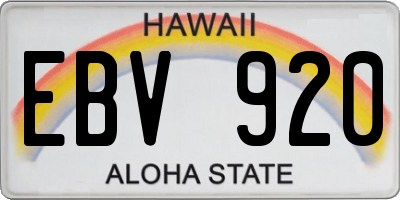 HI license plate EBV920