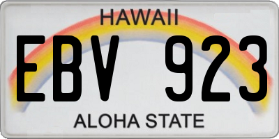 HI license plate EBV923