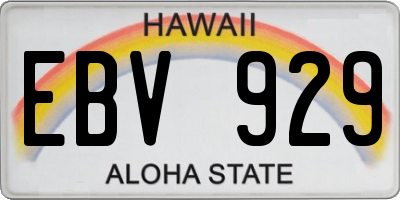 HI license plate EBV929