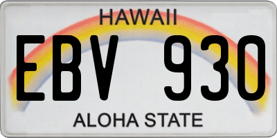 HI license plate EBV930