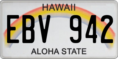 HI license plate EBV942