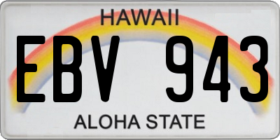 HI license plate EBV943
