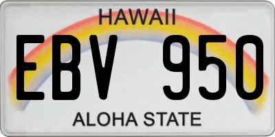 HI license plate EBV950