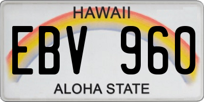 HI license plate EBV960