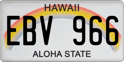 HI license plate EBV966