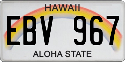 HI license plate EBV967