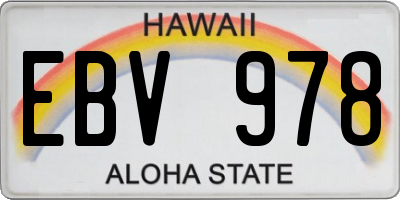 HI license plate EBV978