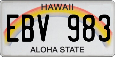 HI license plate EBV983