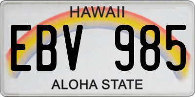 HI license plate EBV985
