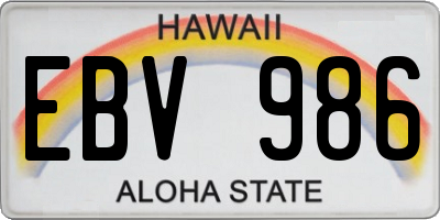 HI license plate EBV986