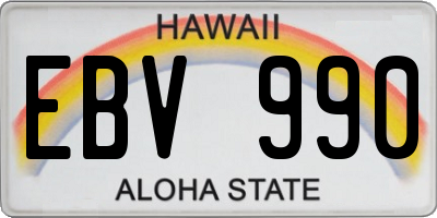 HI license plate EBV990