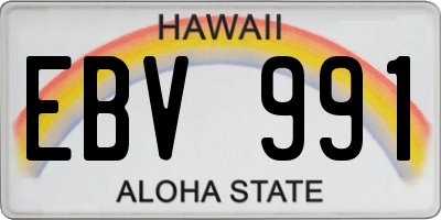 HI license plate EBV991