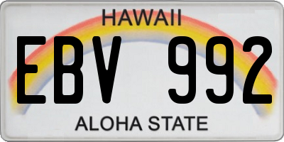 HI license plate EBV992