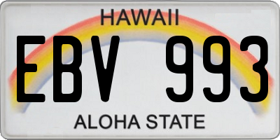 HI license plate EBV993