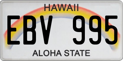 HI license plate EBV995