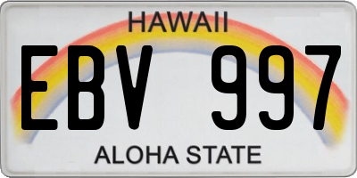 HI license plate EBV997