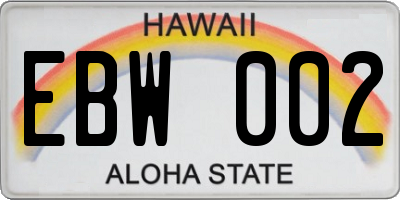 HI license plate EBW002