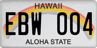 HI license plate EBW004