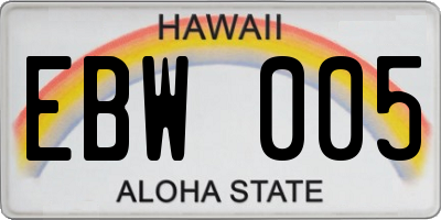HI license plate EBW005