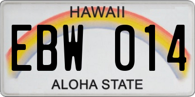 HI license plate EBW014