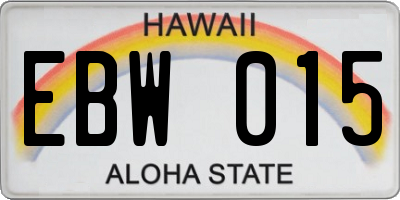 HI license plate EBW015