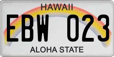 HI license plate EBW023