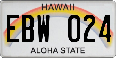 HI license plate EBW024