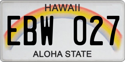 HI license plate EBW027