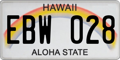 HI license plate EBW028